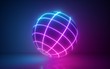 © wacomka - 3d render, glowing neon light sphere, globe model, laser show, hypnotic disco ball, esoteric energy, abstract background, ultraviolet spectrum