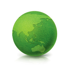 eco green globe asia & australia map on white background