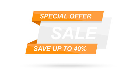 Wall Mural - sale banner template. speech bubble. abstract concept. simple modern design. orange color. special o