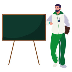 Wall Mural - sports teacher with chalkboard character