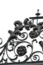 Iron Gate Detail Of Historic Harvard University Building, Isolated On White