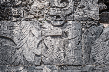 Ancient mayan stone reliefs