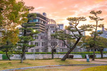 Wall Mural - View of Hiroshima skyline with the atomic bomb dome.