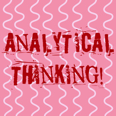 Poster - Conceptual hand writing showing Analytical Thinking. Concept meaning break down complex problems into simple components White Wavy Curly Line Pattern on Pink Surface for Feminine