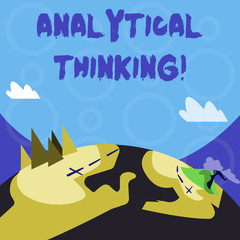 Poster - Conceptual hand writing showing Analytical Thinking. Concept meaning break down complex problems into simple components Mountain View with Hiking Trail and Trekking Tracks for Ads