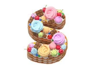 Sticker - Cake with colorful meringues and cherries font