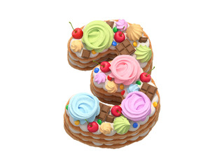 Poster - Cake with colorful meringues and cherries font