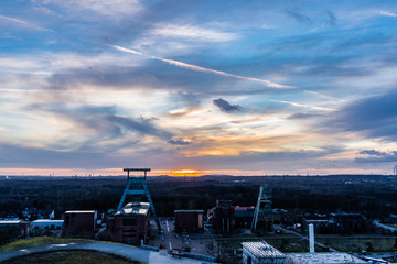 Mine shaft at sunset