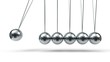 Leinwandbild Motiv Newton's Cradle with silver balls. 3d illustration