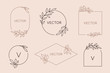 Vector logo design template and monogram concept in trendy linear style - floral frame with copy space for text or letter