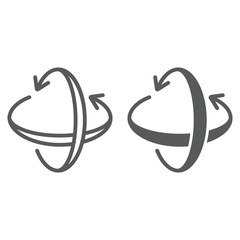 Poster - Rotation axis line and glyph icon, pivot and view, rotate sign, vector graphics, a linear pattern on a white background.