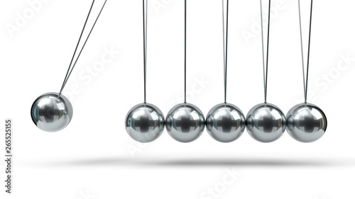 Fotomural Newton's Cradle with silver balls. 3d illustration
