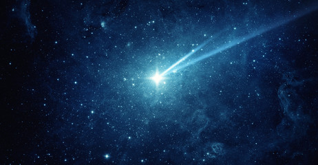 Wall Mural - falling meteorite, asteroid, comet in the starry sky. elements of this image furnished by nasa.