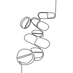 Medicine one continuous line drawing minimal design