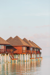 Wall Mural - Water bungalows with turquiose water on Maldives