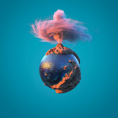 Wall Mural - volcanic eruption on a small planet