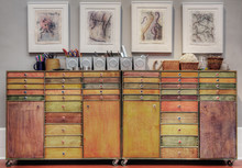 Colorful Wooden Drawers In Cabinet
