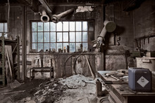 Empty Dilapidated Casting Metalwork Workshop