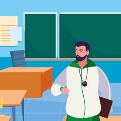 Wall Mural - sports teacher in the classroom