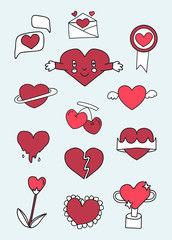 Wall Mural - Cute heart design set