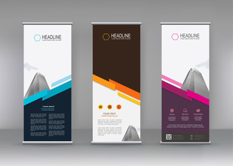 Fototapete - Vertical banner stand template design. can use for brochure flyer, covers ,infographics ,vector abstract geometric background, modern x-banner and flag-banner advertising design element