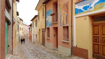 Wall Mural - Alleys and Medieval Fortress in Dozza Imolese, near Bologna, Italy. gimbal pan