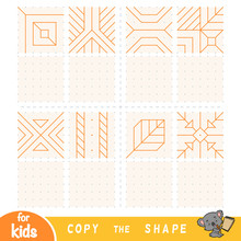 Copy The Picture, Education Game For Children. Draw Geometric And Natural Ornaments