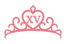 Quinceañera Or Quinceanera Crown Tiara With The Number 15 Inside Line Art Vector Icon