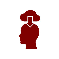 Sticker - digital human head, brain, technology, head, memory, creative technology mind, artificial intelligence maroon color icon