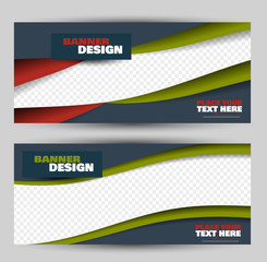 Wall Mural - Banner for advertisement. Flyer design or web template set. Vector illustration commercial promotion background. Grey, red, and green color.