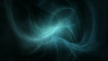 Fractal Flame, Gas, Nebula, Smoke Or Plasma. Looping Abstract Animation. Soft Evolving Curves. Background Or Screen Saver. Blue, Cyan, Turquoise.