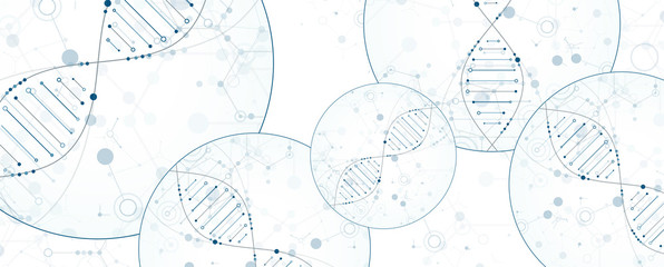 Science template, wallpaper or banner with a DNA molecules. Vector illustration.