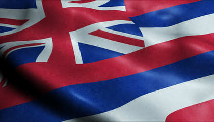 State of Hawaii Waving Flag in 3D