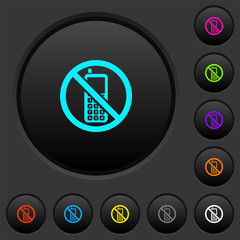 Poster - Cellphone not allowed dark push buttons with color icons