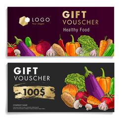 Wall Mural - gift certificate for supermarket with vegetables and price