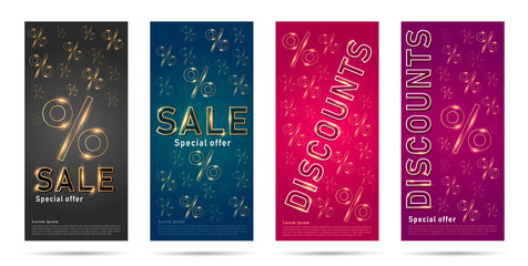 Wall Mural - set of flyers with percent sign pattern