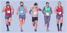 Isolated Illustration Of Marathon Long Distance Runners