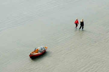 family on boat