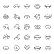 Lips, icon set. mouth, linear icons. Line with editable stroke