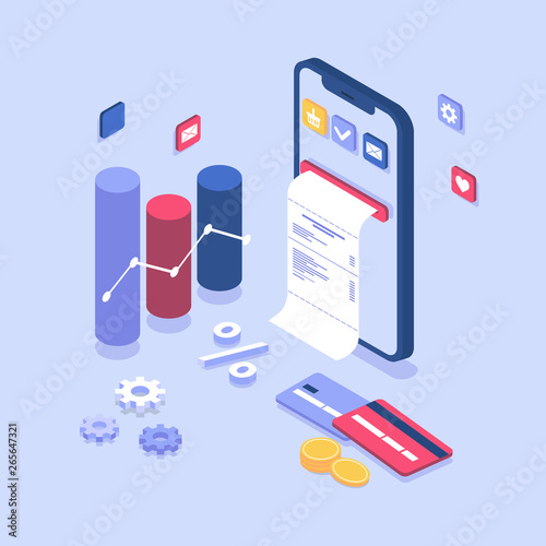 Electronic Bill Payment Notification Online Payment On Isometric