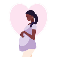 Canvas Print - beautiful afro pregnancy woman in heart character