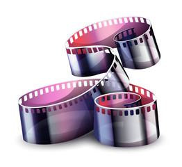 Movie cinema film reel isolated on white transparent background. Vector illustration.