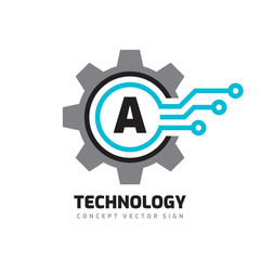 Wall Mural - Technology Letter A - vector logo template concept illustration. Cogwheel gear abstract sign. Mechanic industrial icon. SEO. Search engine optimization. 