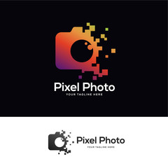 Aufkleber - photo tech logo designs template, pixel technology logo designs concept