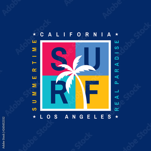 Surf California Los Angeles Vector Illustration Concept In Vintage Graphic Style For T Shirt And Other Print Production Badge Logo Design Buy This Stock Vector And Explore Similar Vectors At