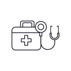 Wall Mural - first aid kit with stethoscope medical