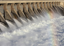 Dam Spillway With Rainbow