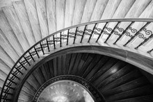 Wooden Spiral Steps In Black And White