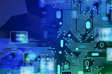Poster - Abstract hi tech background circuits and interface