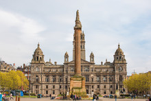 Sir Walter Scott Memorial Column And Glasgow City Council George Square Glasgow Scotland